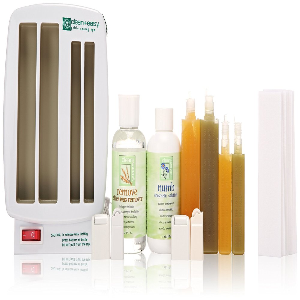 Clean + Easy Petite Triple Roll On Wax Kit  Hair Removal Warmer with Cartridges, Rollers, Remover & Strips, Pre & Post Wax Care Kit, 120V