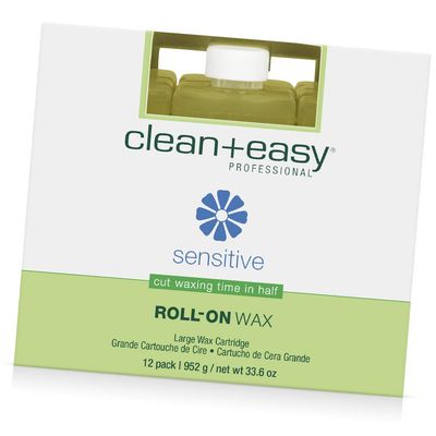 Clean + Easy Large Sensitive Roll On Wax Refill  Large Wax Refill for Cartridges, Quick & Easy Hair Removal, 12 Pack