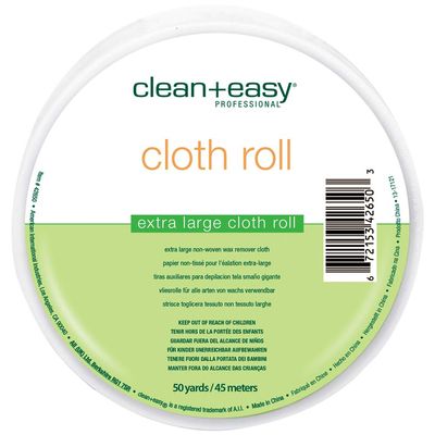 Clean + Easy Extra Large Cloth Wax Strips Roll  Non-Woven Epilating Roll for Hair Removal, Muslin Wax Strips for Body & Legs, 50 Yards
