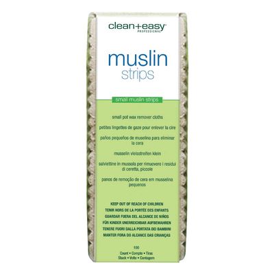 Clean + Easy Small Muslin Wax Strips Pre-Cut Facial Waxing Strips for Upper Lip, Eyebrows, Chin & Small Areas, 100 Count