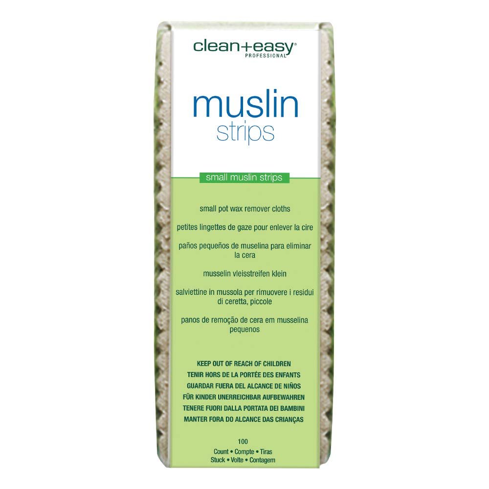 Clean + Easy Small Muslin Wax Strips Pre-Cut Facial Waxing Strips for Upper Lip, Eyebrows, Chin & Small Areas, 100 Count