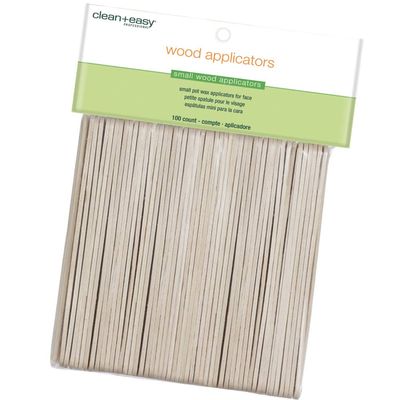 Clean + Easy Wooden Applicator Waxing Sticks  Small Wax Sticks for Hair Removal on Upper Lip & Eyebrow, 100 Count