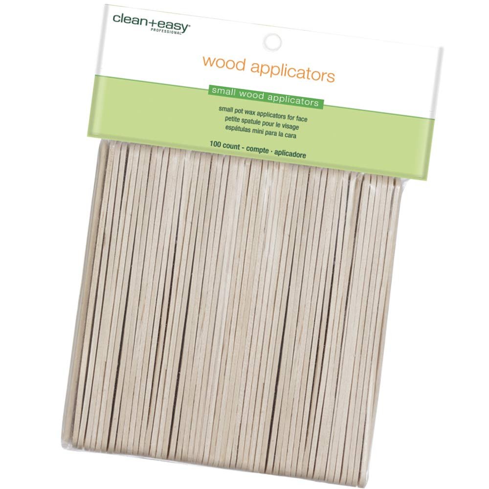 Clean + Easy Wooden Applicator Waxing Sticks  Small Wax Sticks for Hair Removal on Upper Lip & Eyebrow, 100 Count