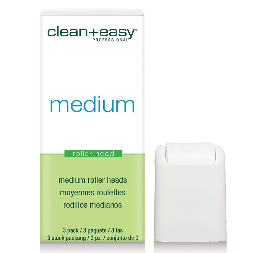 Clean + Easy Medium Wax Roller Heads Roll On Wax Applicator Refill Heads for Hair Removal, 3 Pack