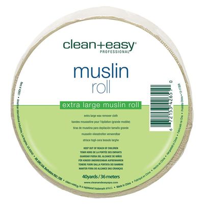 Clean + Easy Muslin Wax Strips Extra Large Wax Strip Roll for Full Body & Facial Hair Removal, 3.5" x 40 Yards