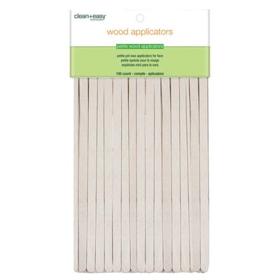 Clean + Easy Petite Wooden Applicator Waxing Sticks  Small Wax Sticks for Hair Removal Waxing, 100 Count