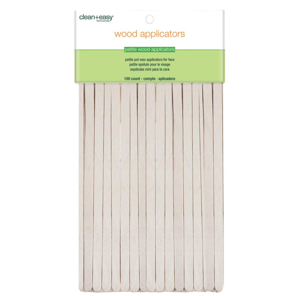 Clean + Easy Petite Wooden Applicator Waxing Sticks  Small Wax Sticks for Hair Removal Waxing, 100 Count