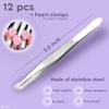 12 Pcs Eyebrow Tweezers for Women - 3.5" Stainless Steel Tweezers for Women Facial Hair with Heart Clamps, Effortless Eyebrow Plucking & Ingrown Hairs - Compact Size for Browists & Beauty Enthusiasts view 2