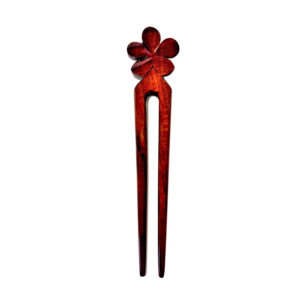 Hawaiian Plumeria Flower Koa Wood Hair Stick from Maui, Hawaii