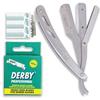 Equinox Professional Straight Edge Razor with 100 Single Derby Blades 100% Stainless Steel Razor and Blades - Close Shaving Men's Manual Shaver - Disposable Blades -Barber Straight Razor Kit - Silver view 1