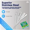 Equinox Professional Straight Edge Razor with 100 Single Derby Blades 100% Stainless Steel Razor and Blades - Close Shaving Men's Manual Shaver - Disposable Blades -Barber Straight Razor Kit - Silver view 2