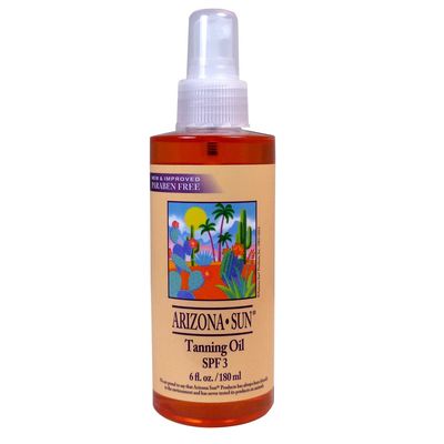 Arizona Sun Tanning Oil SPF 3  6 oz  Products With Aloe Vera and Plants and Cacti From the Desert  Moisturizing Mineral Oil  Deep Dark Tan
