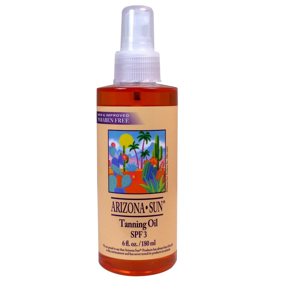 Arizona Sun Tanning Oil SPF 3  6 oz  Products With Aloe Vera and Plants and Cacti From the Desert  Moisturizing Mineral Oil  Deep Dark Tan