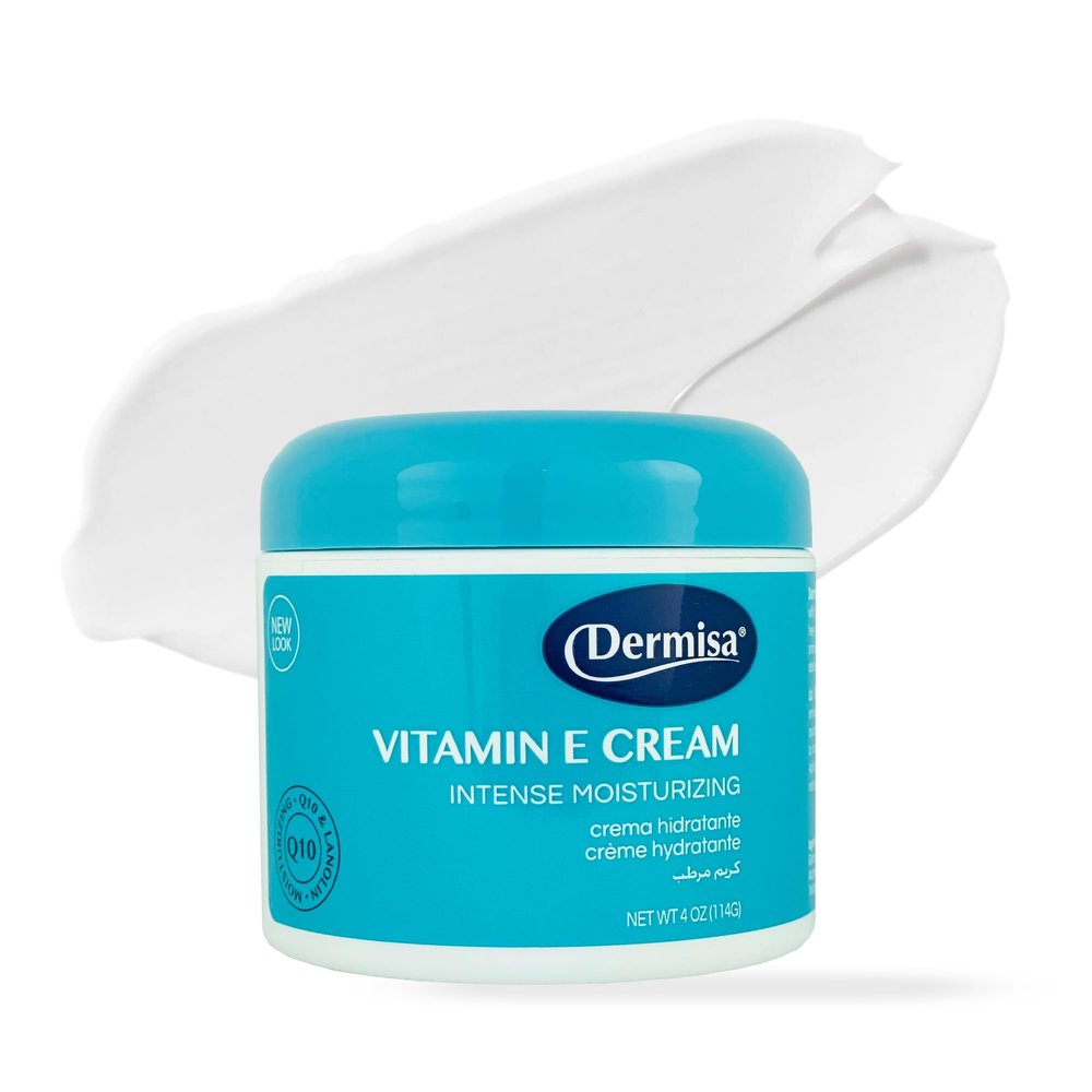 Dermisa Vitamin E Cream | Intense Moisturizer for Dry Skin | with Cocoa Butter, Collagen, Elastin & Q10 | Made in USA | Pack of 1