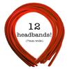 12 Skinny Satin Headbands - 7mm wide, solid color pack in Red view 1