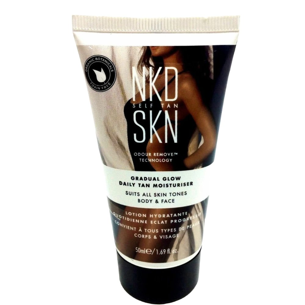 NKD Self Tan SKN Gradual Glow Daily Tan Moisturizer Body and Face Mini Travel Or Trial Size 1.69 Ounce