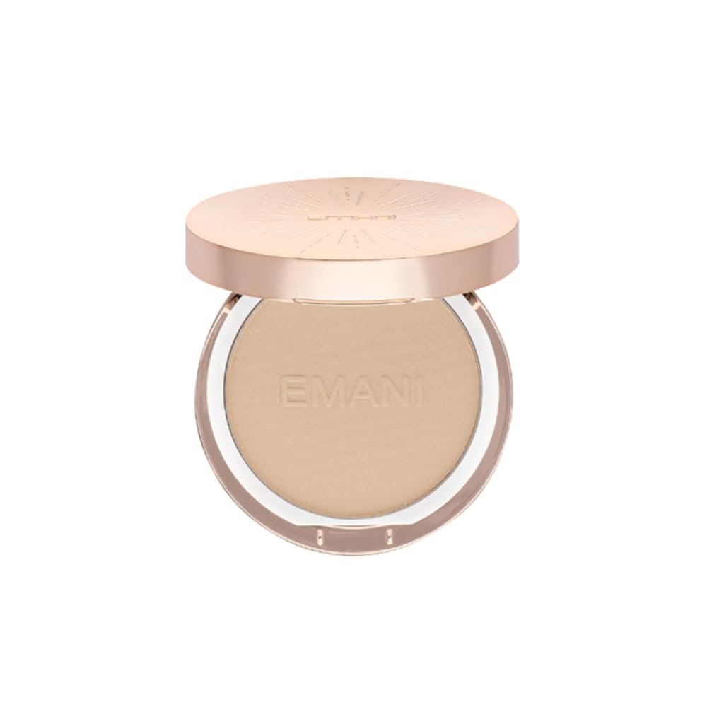 Emani Flawless Matte Powder Foundation Mineral Compact Makeup for Sensitive Skin, Buildable Coverage, Shine Control, Long-Lasting Finish Up for Sensitive Skin and Oil Control, Linen