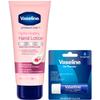 Vaseline Lotion & Lip Therapy Bundle  Healthy Hands Stronger Nails with Keratin Intensive Care Hand Lotion + Original Lip Balm Tube view 1