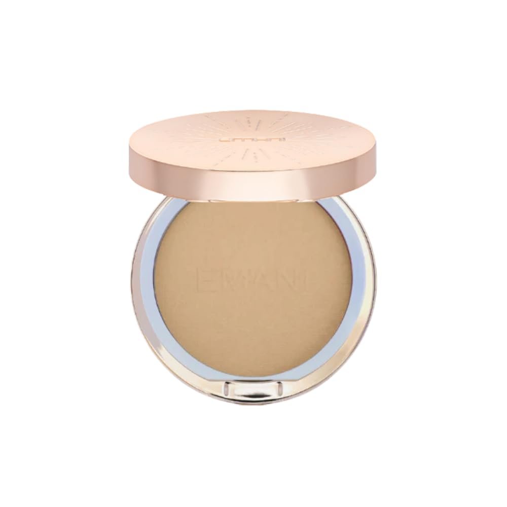 Emani Flawless Matte Powder Foundation  Mineral Compact Makeup for Sensitive Skin, Buildable Coverage, Shine Control, Long-Lasting Finish Up for Sensitive Skin and Oil Control, Deep Golden