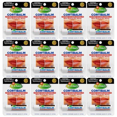 Dr. Dan's Cortibalm- 12 Pack - for Dry Cracked Lips - Healing Lip Balm for Severely Chapped Lips - Designed for Men, Women and Children