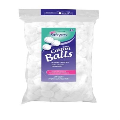 Swisspers Multi Care Cotton Balls, Triple Size, 200 Count, 4.75-Ounce (Pack of 24)