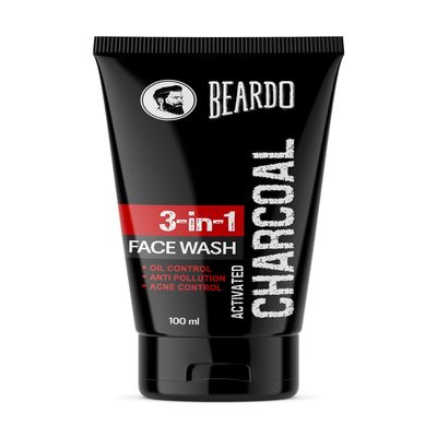 Beardo Activated Charcoal Acne & Oil Control Face Wash l 100ml/3.4Fl Oz l Pollution Control Deep Cleansing Charcoal Face Wash for Men