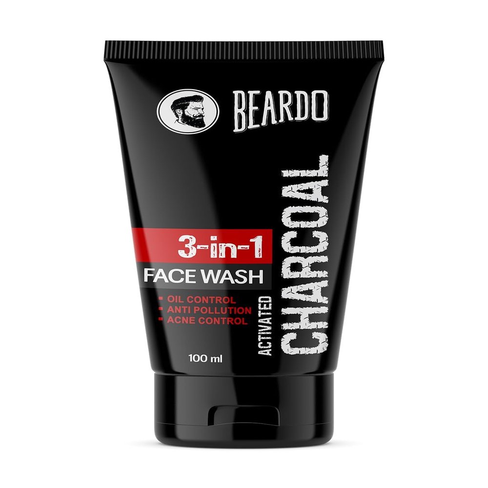 Beardo Activated Charcoal Acne & Oil Control Face Wash l 100ml/3.4Fl Oz l Pollution Control Deep Cleansing Charcoal Face Wash for Men
