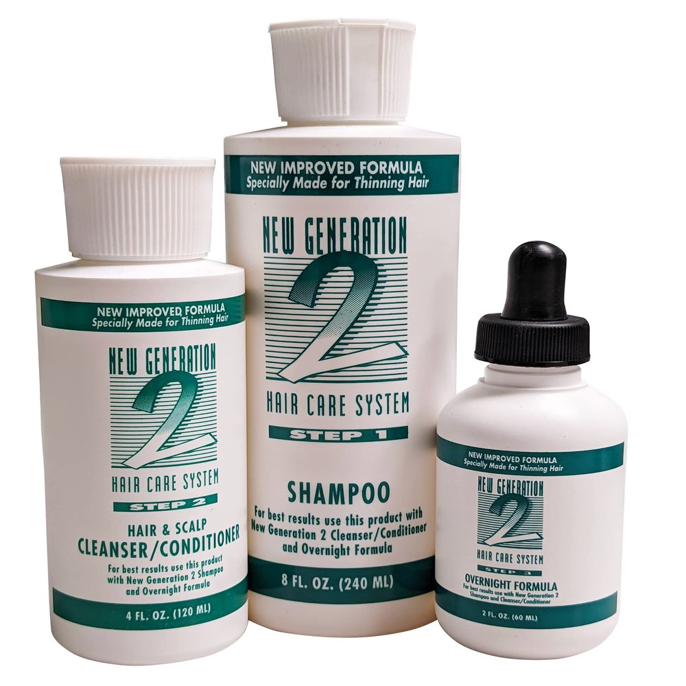 3-Piece Set - New Generation 2 Shampoo, Cleanser/Conditioner, Overnight Formula - Helps to Control Hair Loss and Thinning Hair