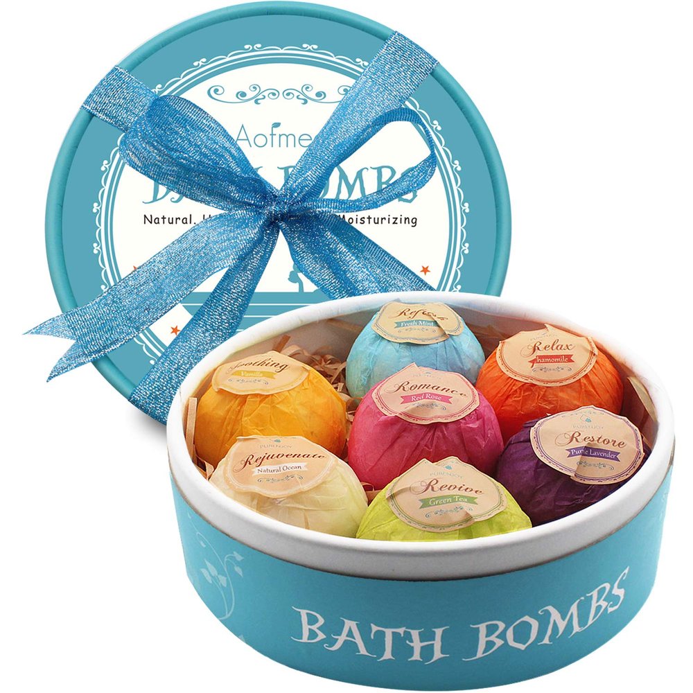 Aofmee Bath Bombs, 9 Pcs Fizzies Spa Kit Perfect for Moisturizing Skin, Birthday Valentines Mothers Day Anniversary Christmas Best Gifts Idea for Women, Mom, Her, Kids
