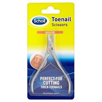 Scholl Nail Care Toe Nail Scissors - Heavy Duty Stainless Steel Nail Clippers and Cutter for Thick Nails, Precision Toenail and Fingernail Trimming Tool, Dual-Action Pedicure Tool, Durable, 1 Unit