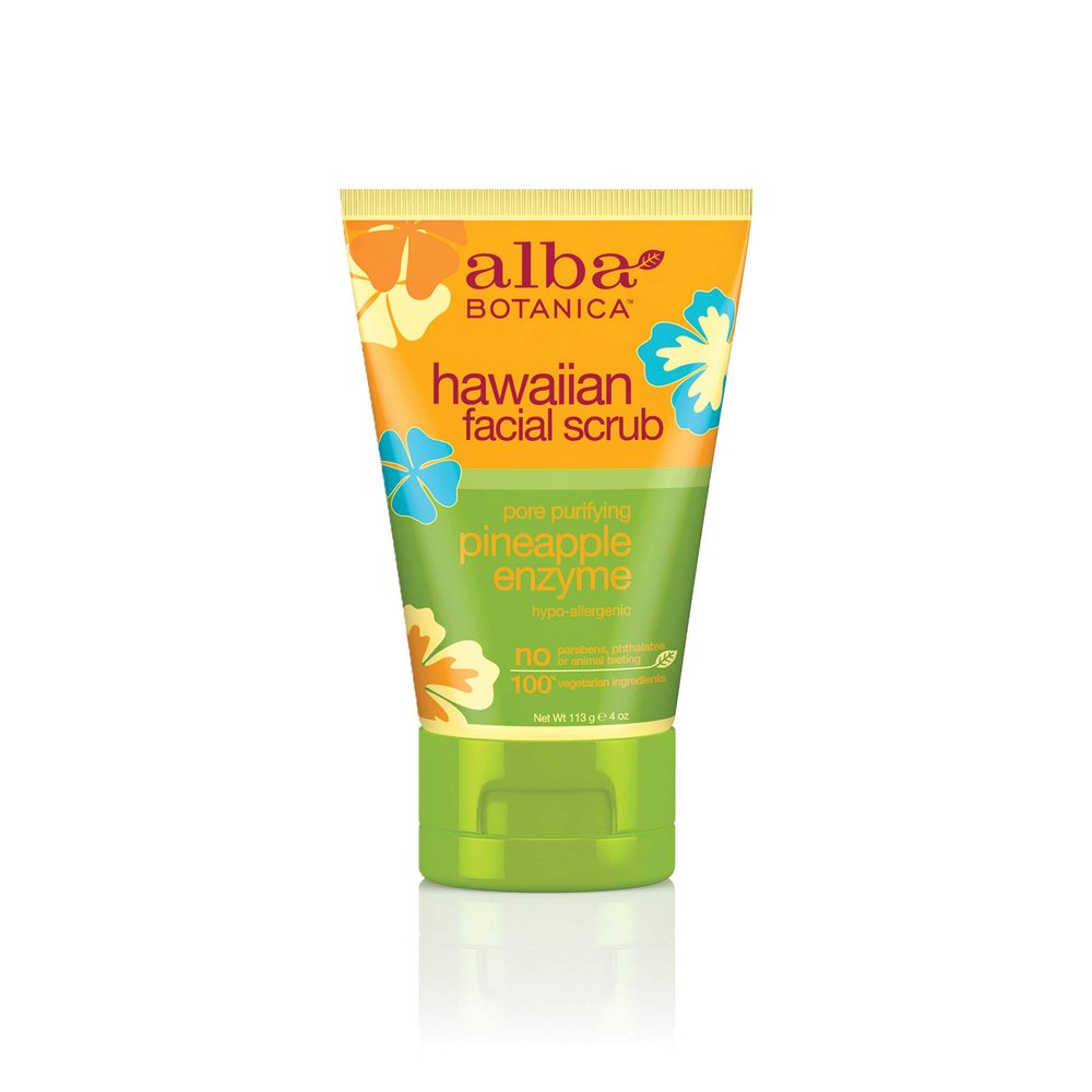 Alba Botanica Pore Purifying Pineapple Enzyme Hawaiian Facial Scrub, 4 oz. (Pack of 6)