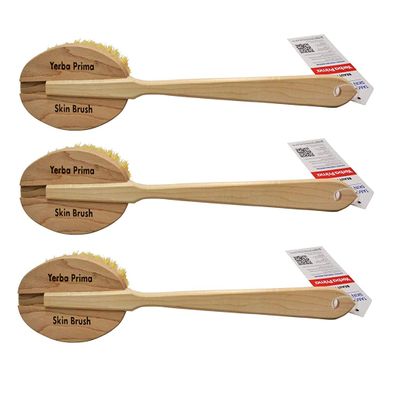 Yerba Prima Tampico Dry Skin Brush for Exfoliating and Blood Stimulation (Pack of 3)