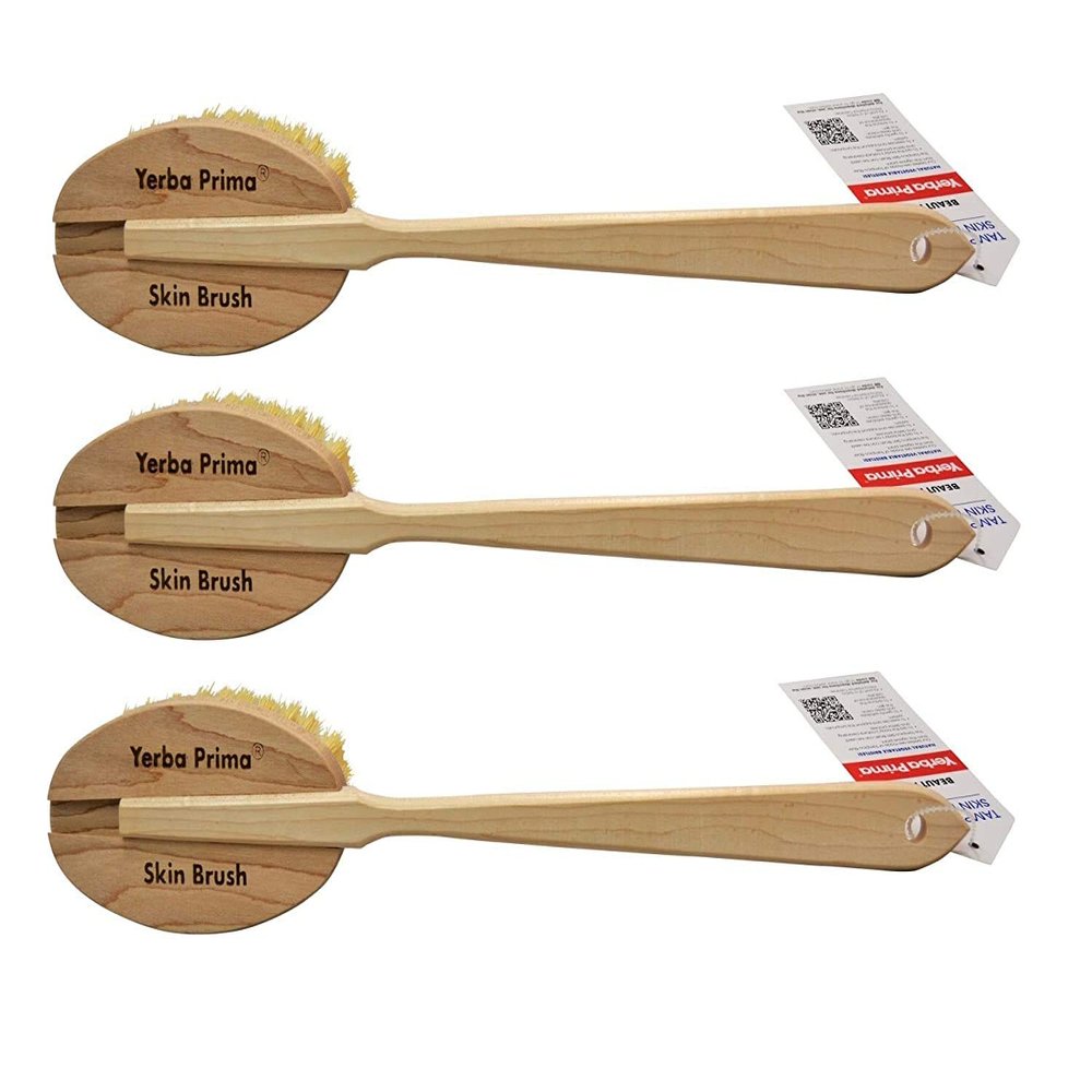 Yerba Prima Tampico Dry Skin Brush for Exfoliating and Blood Stimulation (Pack of 3)