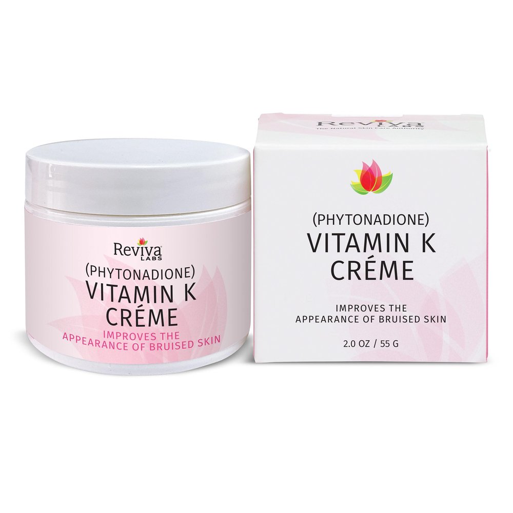 Reviva Labs Vitamin K Crme for Bruising, Under-Eye Dark Circles, and Wrinkles with Soybean Oil and Natural Fruit Extracts - 2 Oz, for Skin and Face