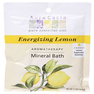 Aura Cacia Aromatherapy Mineral Bath, Energizing Lemon, 2.5 ounce packet (Pack of 3)