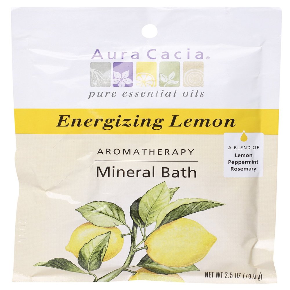 Aura Cacia Aromatherapy Mineral Bath, Energizing Lemon, 2.5 ounce packet (Pack of 3)