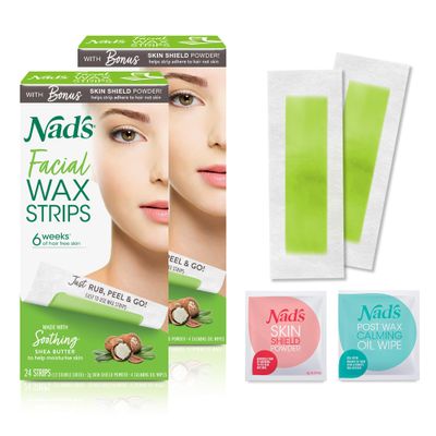 Nad's Facial Wax Strips, Fragrance free, 48 Count (Pack of 2)