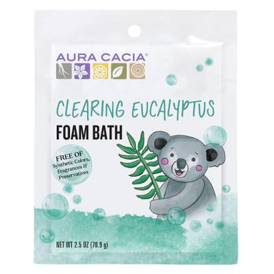 Aura Cacia Foam Bath for Kids, 2.5 Oz (Pack of 6) - Eucalyptus and Citrus Essential Oils, Gentle Cleansing Bubble Bath for Kids, Paraben-Free