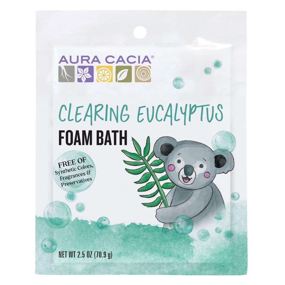 Aura Cacia Foam Bath for Kids, 2.5 Oz (Pack of 6) - Eucalyptus and Citrus Essential Oils, Gentle Cleansing Bubble Bath for Kids, Paraben-Free