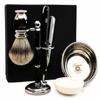 100% Hand Made Shaving Set for Men's.Ideal Gift This Christmas.Set Includes Pure Sliver Tip Badger Hair Brush, 3 Razors to Choose,Shaving Bowl with Soap and Brush Holder. (Shavette Razor) view 1