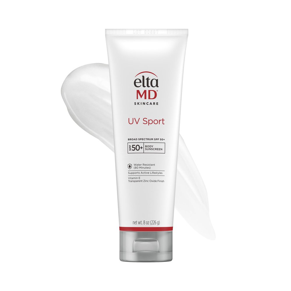 EltaMD UV Sport Sunscreen Lotion, SPF 50 Body Sunscreen, Water and Sweat Resistant, Oil-Free, Zinc Oxide Formula, 8 oz Tube