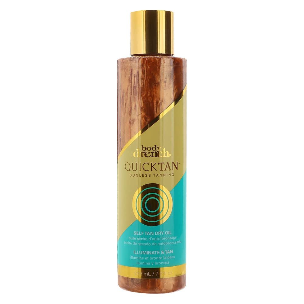 Body Drench Quick Tan Self Tanner Dry Oil  Sunless Tanning Oil for Glowing Skin, Streak-Free Bronzer with Natural-Looking Tan in Hours, 7.2 oz
