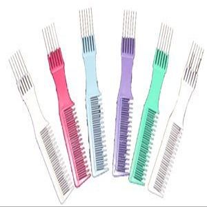 8" Tease & Lift Comb *with Stainless Steel Lift * Assorted Colors (Pack of 6)