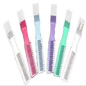 8" Tease & Lift Comb *with Stainless Steel Lift * Assorted Colors (Pack of 6)