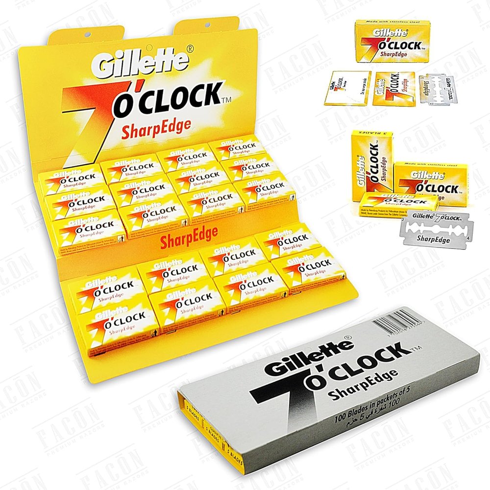 100 7 O'clock SharpEdge Superior Premium Platinum Double Edge Safety Razor Blades - 200+ shaves