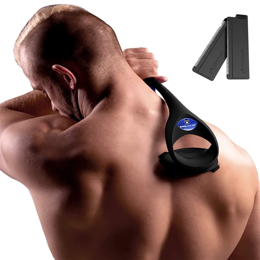 Bakblade 2.0 Back Shavers for Men: DIY Hair Shaver, Safety Blade Technology & Ergonomic Handle, Wet & Dry Shaving (Extra Blades Included)