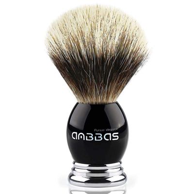Anbbas Silvertip Badger Shaving Brush,Black Resin & Alloy Handle for Men Wet Shave,Pure Badger Hair,No Hair Shedding,No Terrible Smell