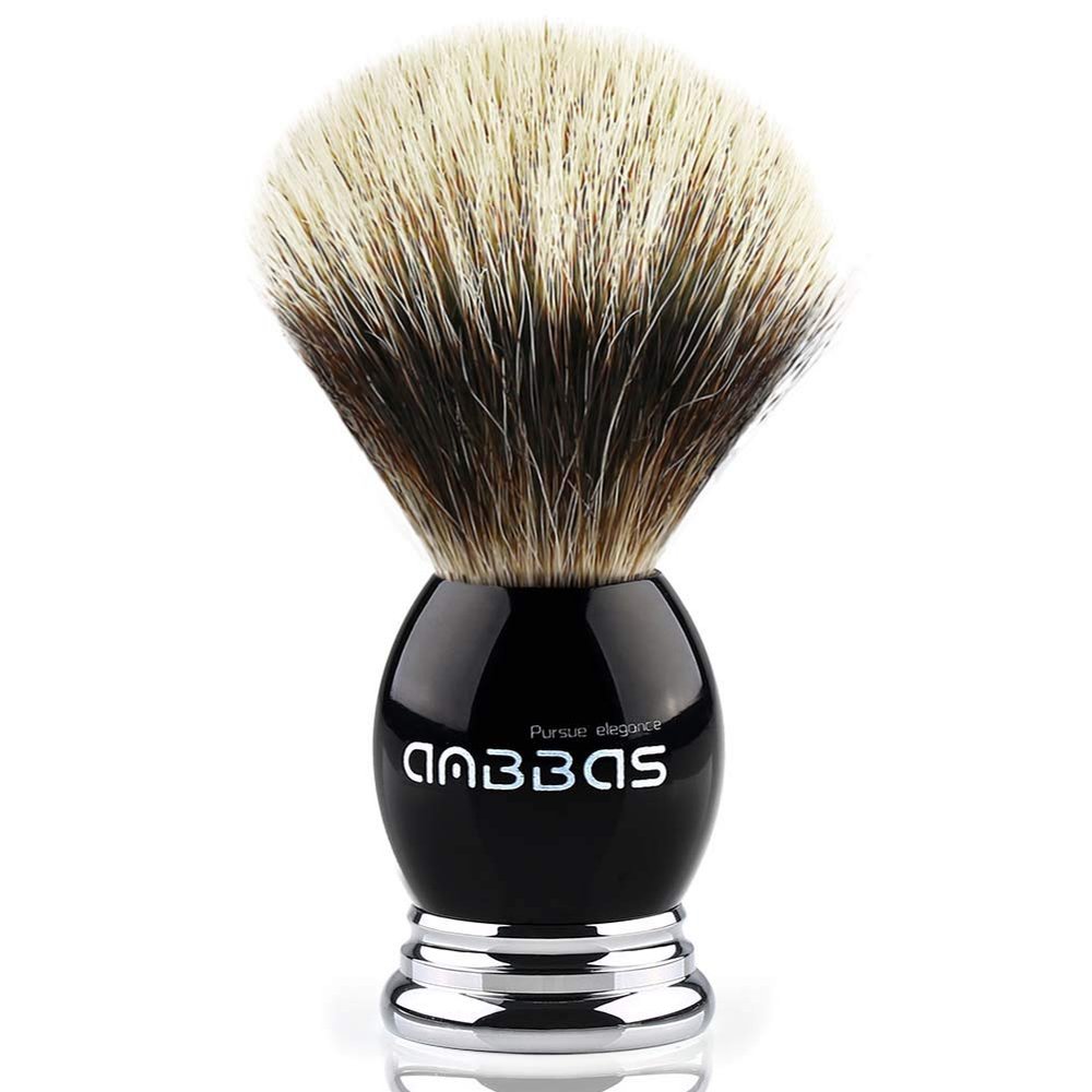 Anbbas Silvertip Badger Shaving Brush,Black Resin & Alloy Handle for Men Wet Shave,Pure Badger Hair,No Hair Shedding,No Terrible Smell