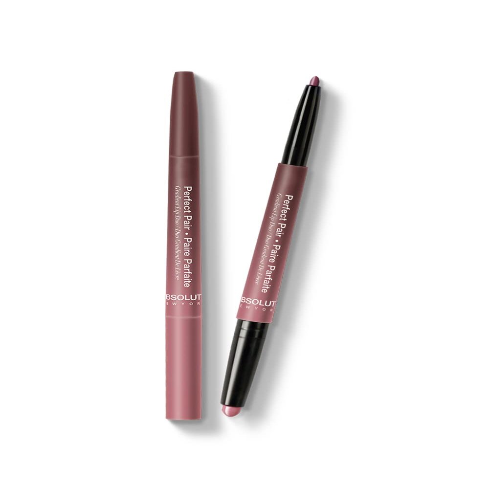 Absolute New York ALD04 Perfect Pair Lip Duo, Fuller and Poutier Lips, Deeper Shade For Lip Contouring, Satin Lipstick and Lip Liner