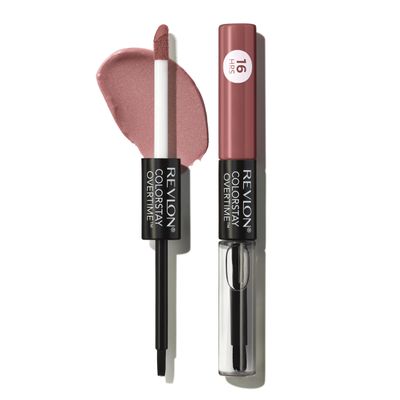Revlon Liquid Lipstick with Clear Lip Gloss, ColorStay Overtime Lipcolor, Stocking Stuffer for Women, 320 Faithful Fawn, 0.07 fl oz